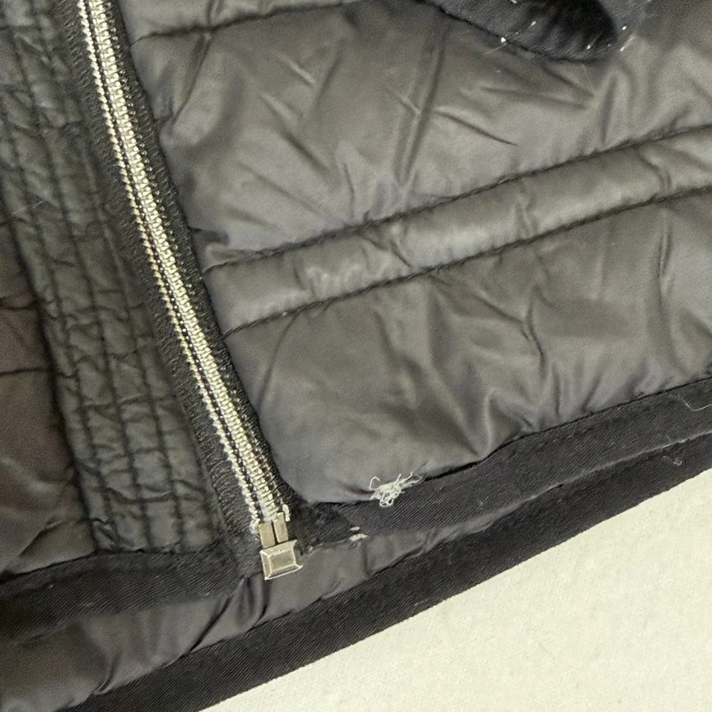 Michael Kors Black Knit-Sleeve Puffer Coat Hooded Zip Up Women's Size Small - Picture 9 of 9